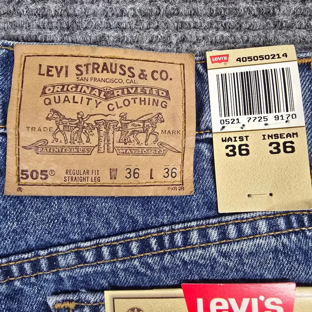 Vintage 90s Levi's 505 Jeans USA Orange Tab NWT Deadstock 36x36 Regular Straight